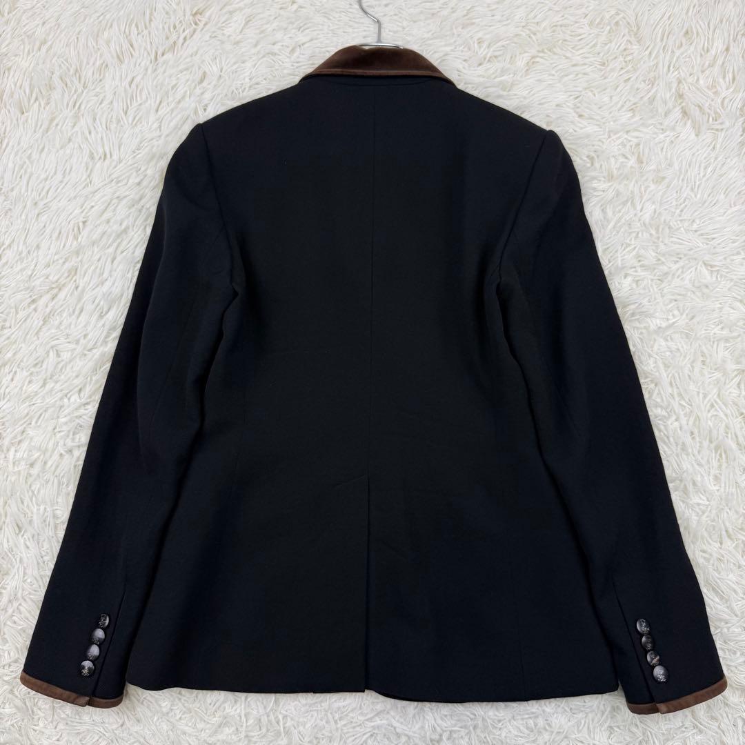 ラルフローレン テーラードジャケット ウール ゴートレザー キツネボタン 黒 S