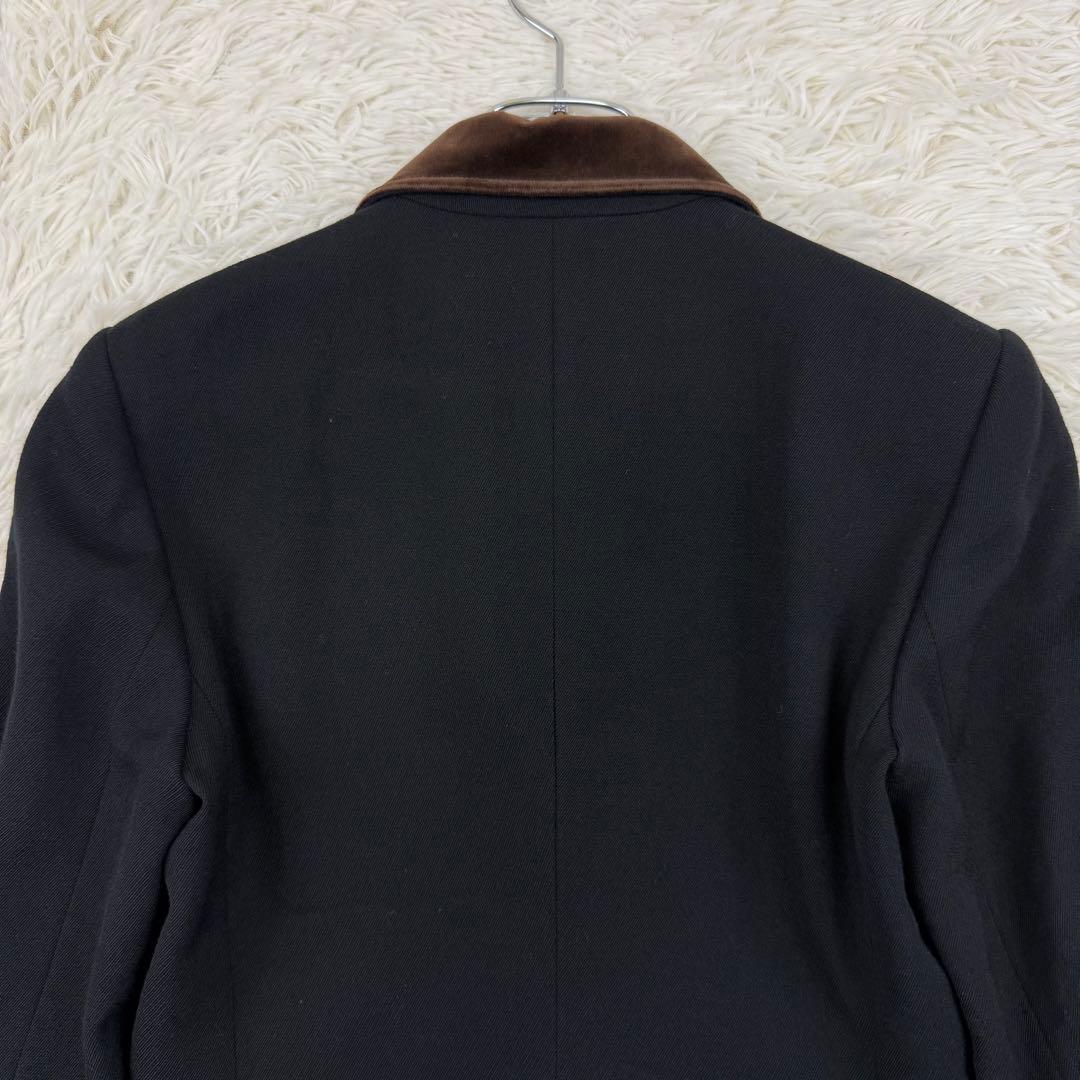 ラルフローレン テーラードジャケット ウール ゴートレザー キツネボタン 黒 S