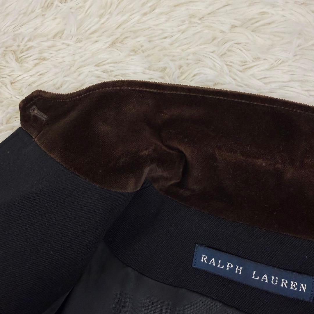 ラルフローレン テーラードジャケット ウール ゴートレザー キツネボタン 黒 S