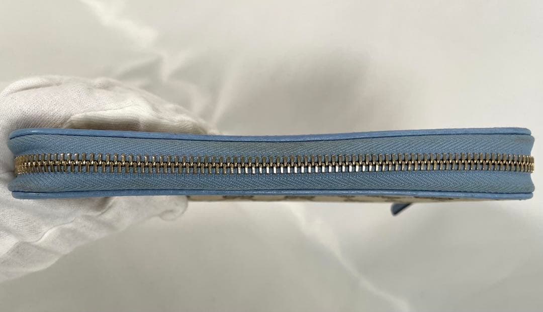 美品 GUCCI グッチ 長財布 ラウンドファスナー GGキャンバス レザー