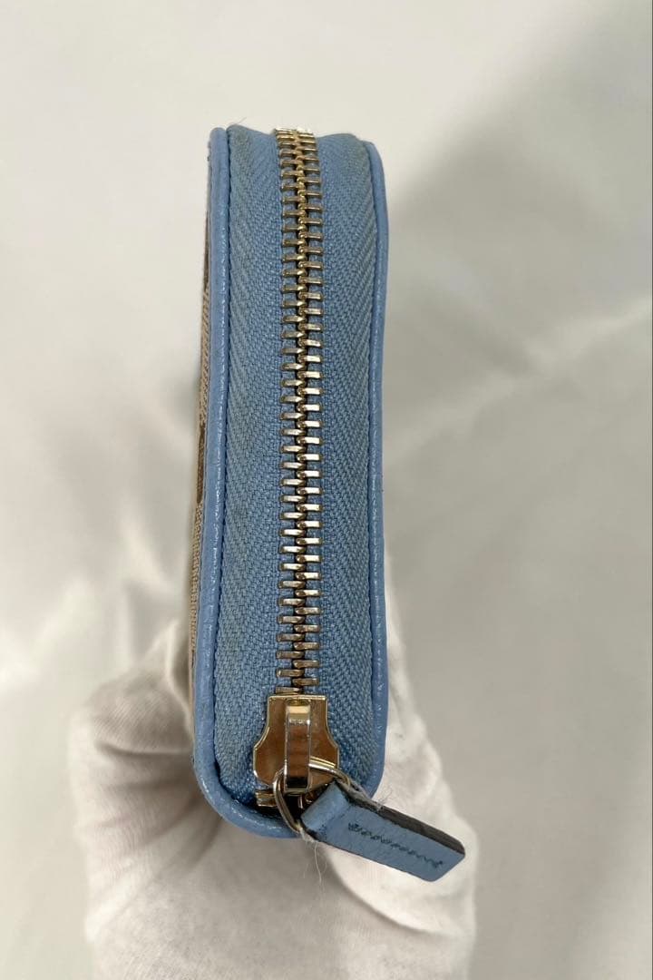 美品 GUCCI グッチ 長財布 ラウンドファスナー GGキャンバス レザー