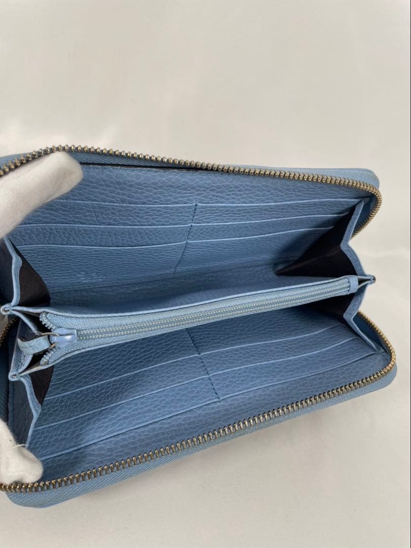 美品 GUCCI グッチ 長財布 ラウンドファスナー GGキャンバス レザー