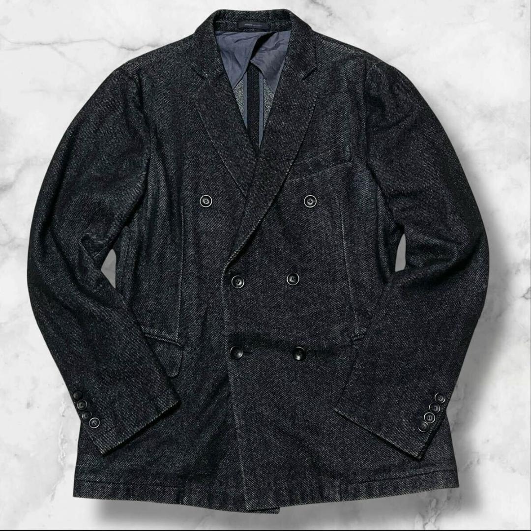 極美品● アルマーニコレツォーニ テーラードジャケット ダブル インディゴ 48