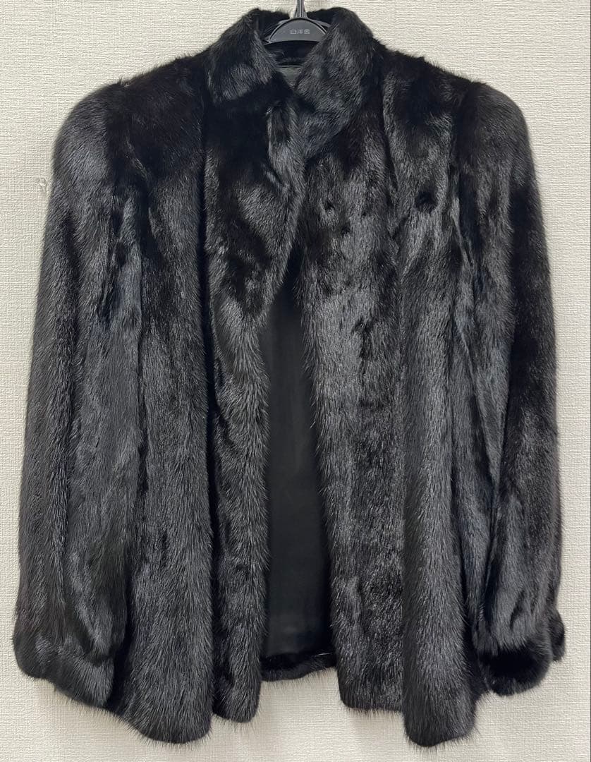 国産品 岐阜毛被 毛皮 コート ブラック 15号 レディース