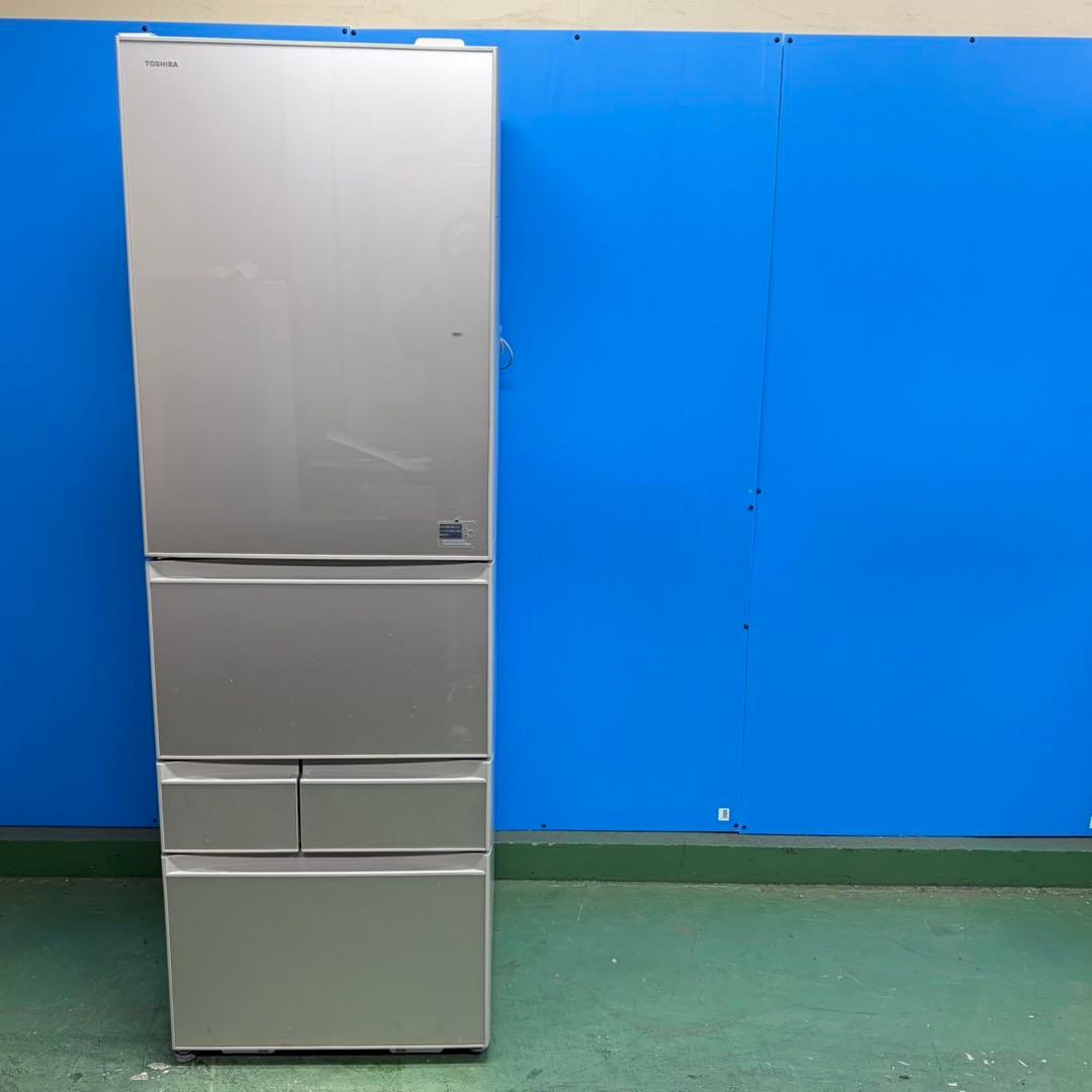 717 鏡面　冷蔵庫　大型　5ドア　左開き　美品　自動製氷機付　400L強 保証