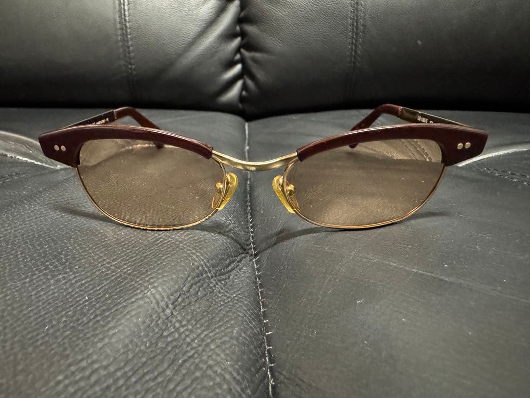 GUCCI サーモント　ハーフリム　オレンジ系　ブラウン系の度なしレンズ