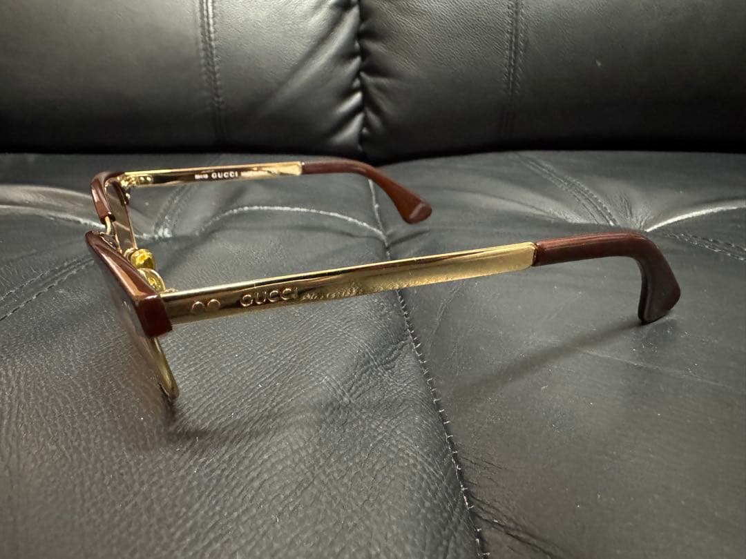 GUCCI サーモント　ハーフリム　オレンジ系　ブラウン系の度なしレンズ