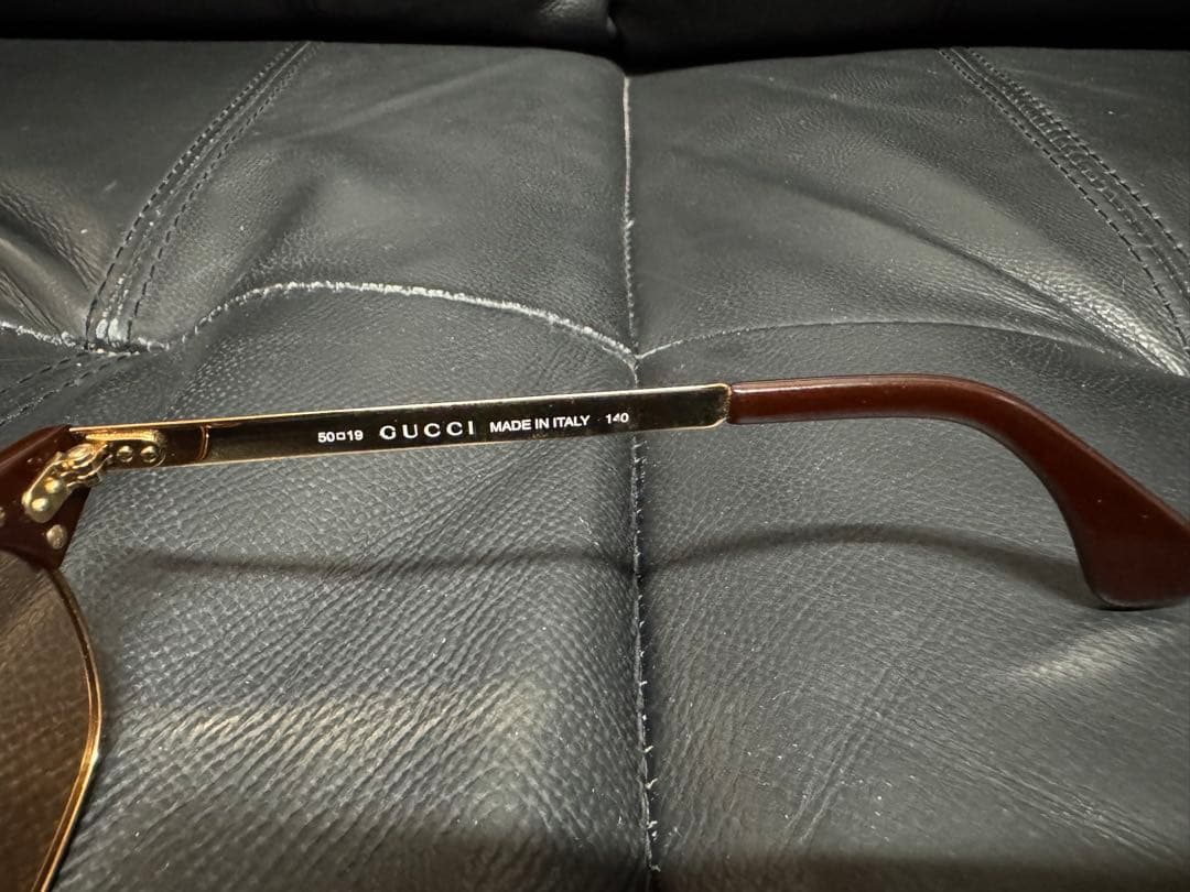 GUCCI サーモント　ハーフリム　オレンジ系　ブラウン系の度なしレンズ