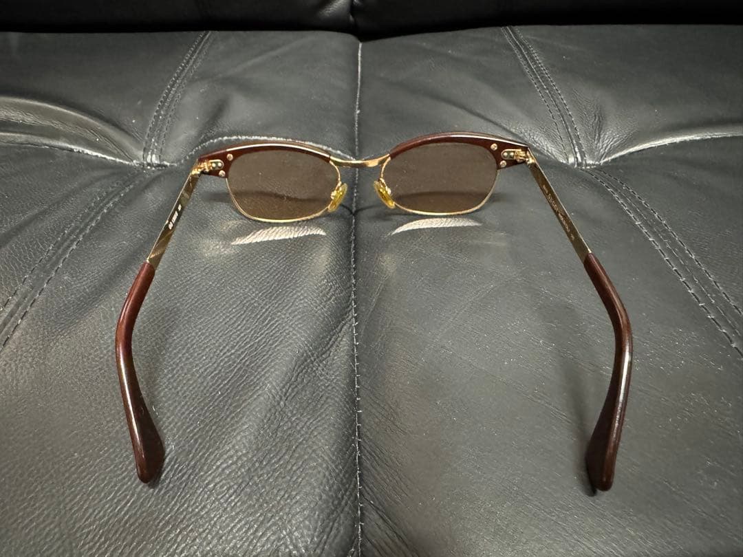 GUCCI サーモント　ハーフリム　オレンジ系　ブラウン系の度なしレンズ