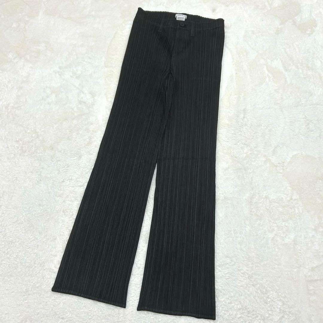 【美品】プリーツプリーズ ロングパンツ フレア ブラウン系 Lサイズ