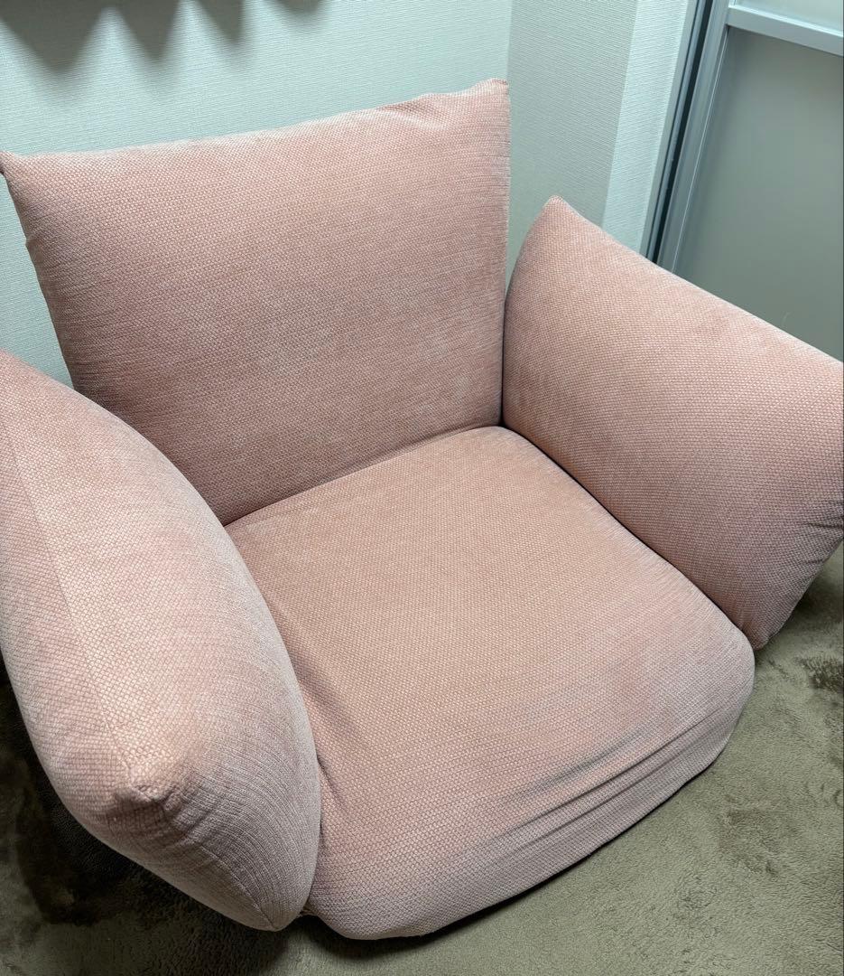 無印良品　一人掛けリクライニングソファ　ピンク