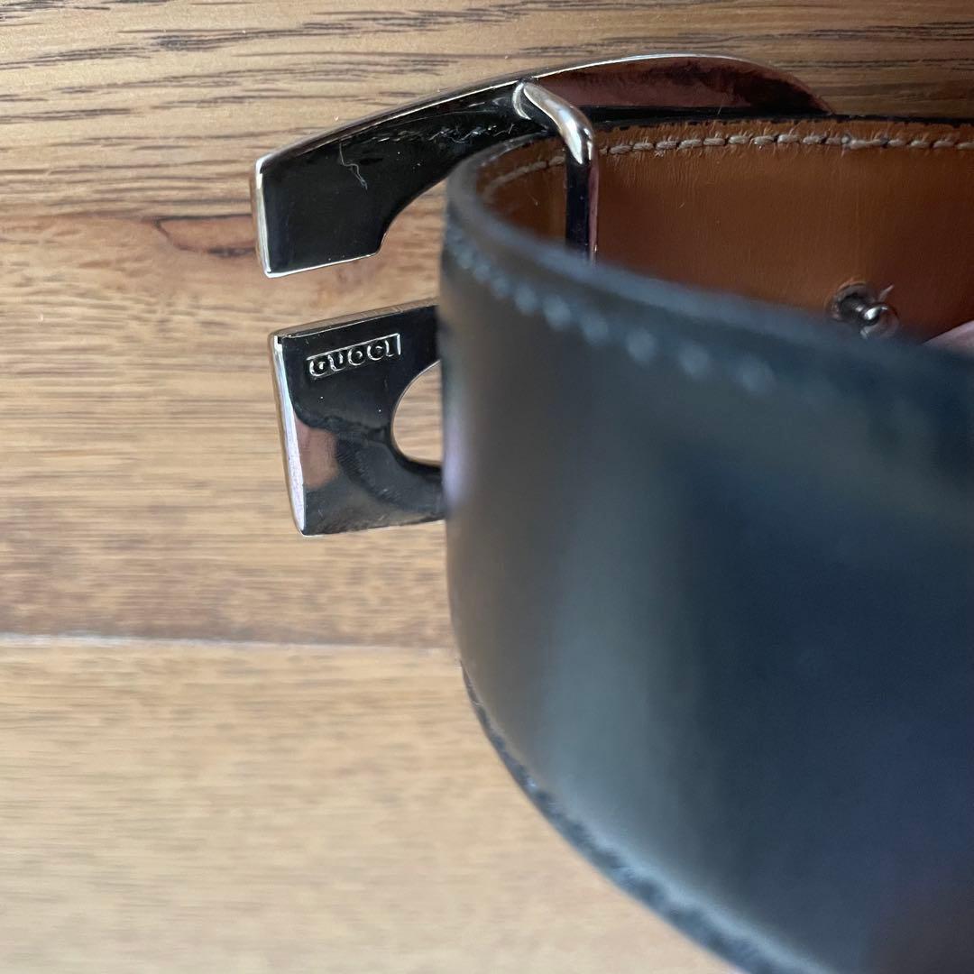 GUCCI レザー ベルト Gバックル シルバー金具