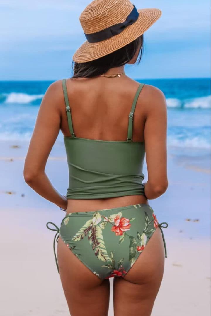 CUPSHE シャーリング タンキニ＆トロピカル ボトム セットS カップシー