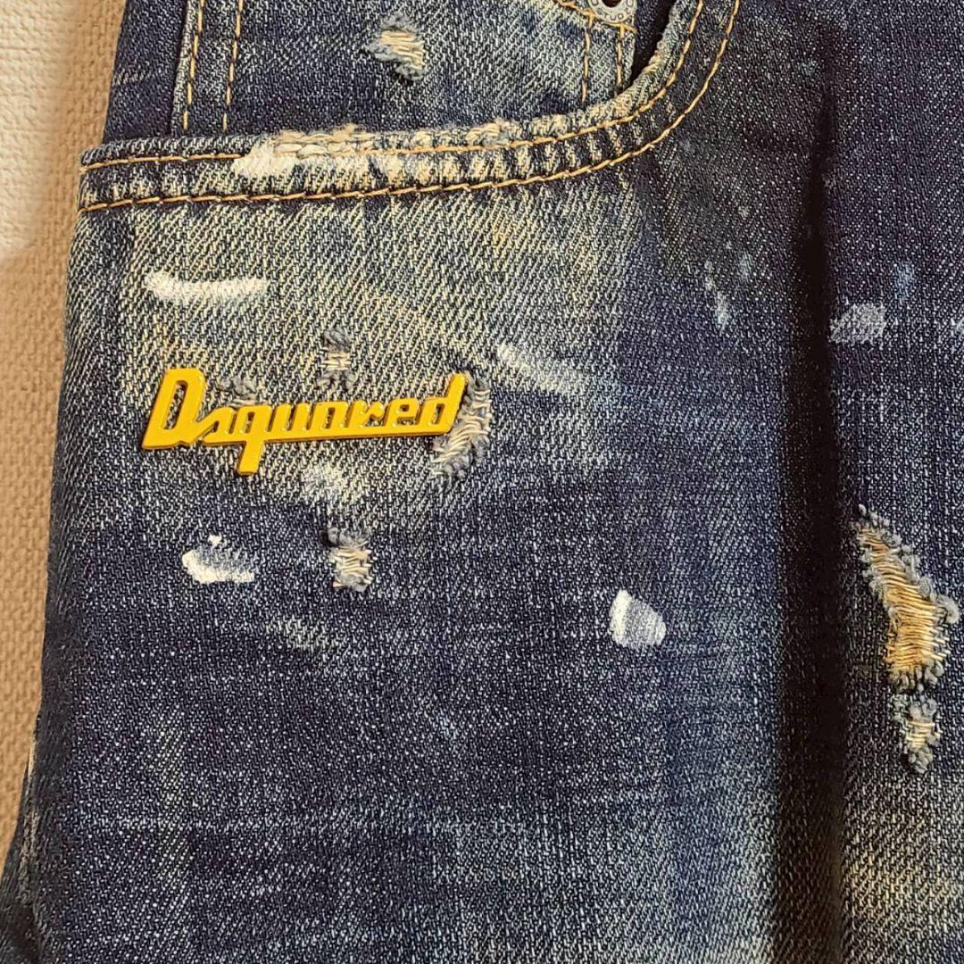 ディースクエアード デニム バイカーパンツ ペイント ダメージ加工 ジーンズ