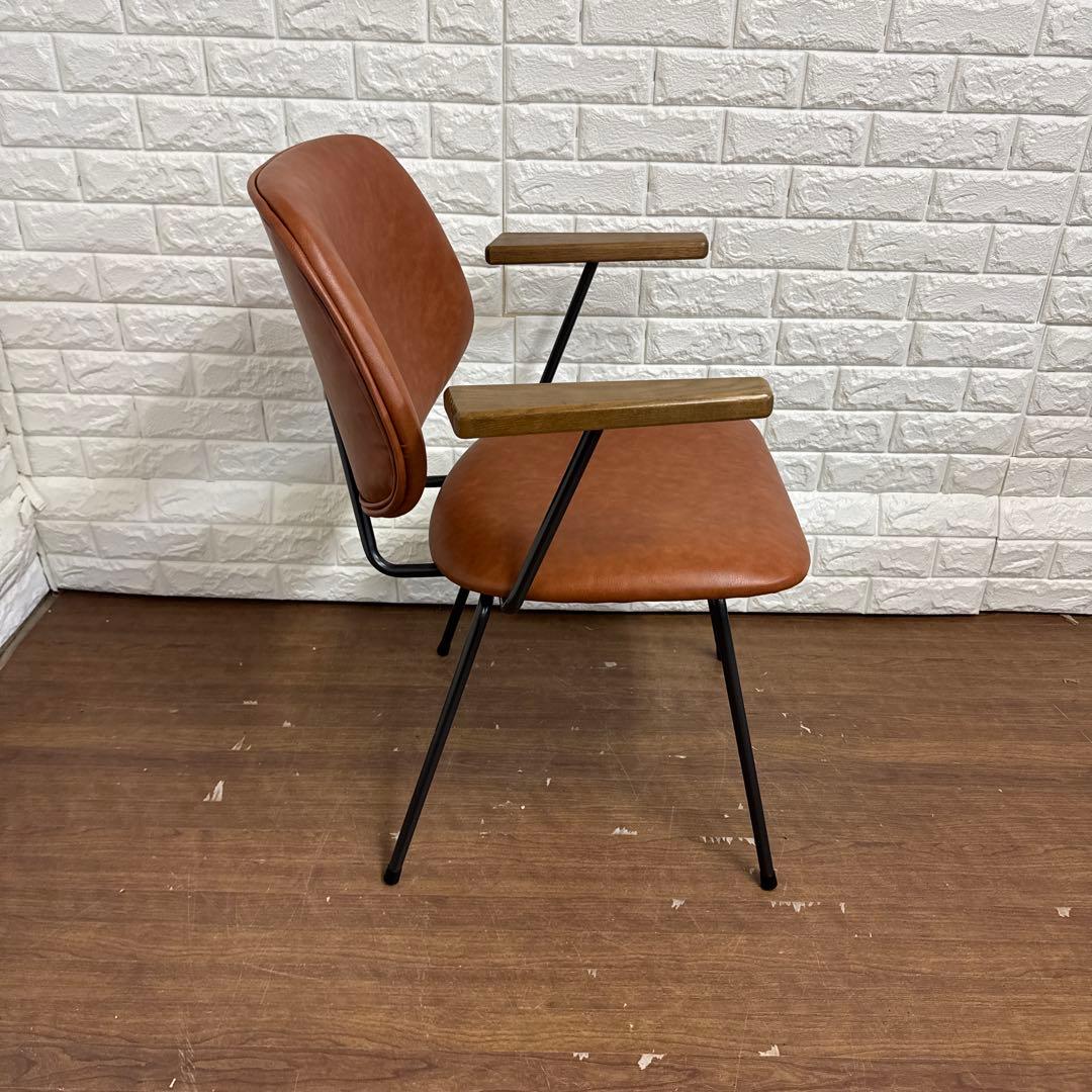 関家具　ブラウン ダイニングチェア アボック 肘付 ミッドセンチュリー送料無料