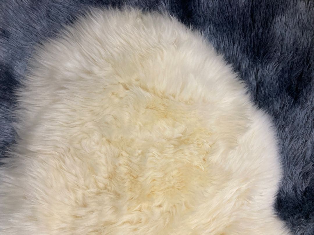 本物ムートンラグ２匹物　羊毛皮　ニュージーランド産　ホワイト