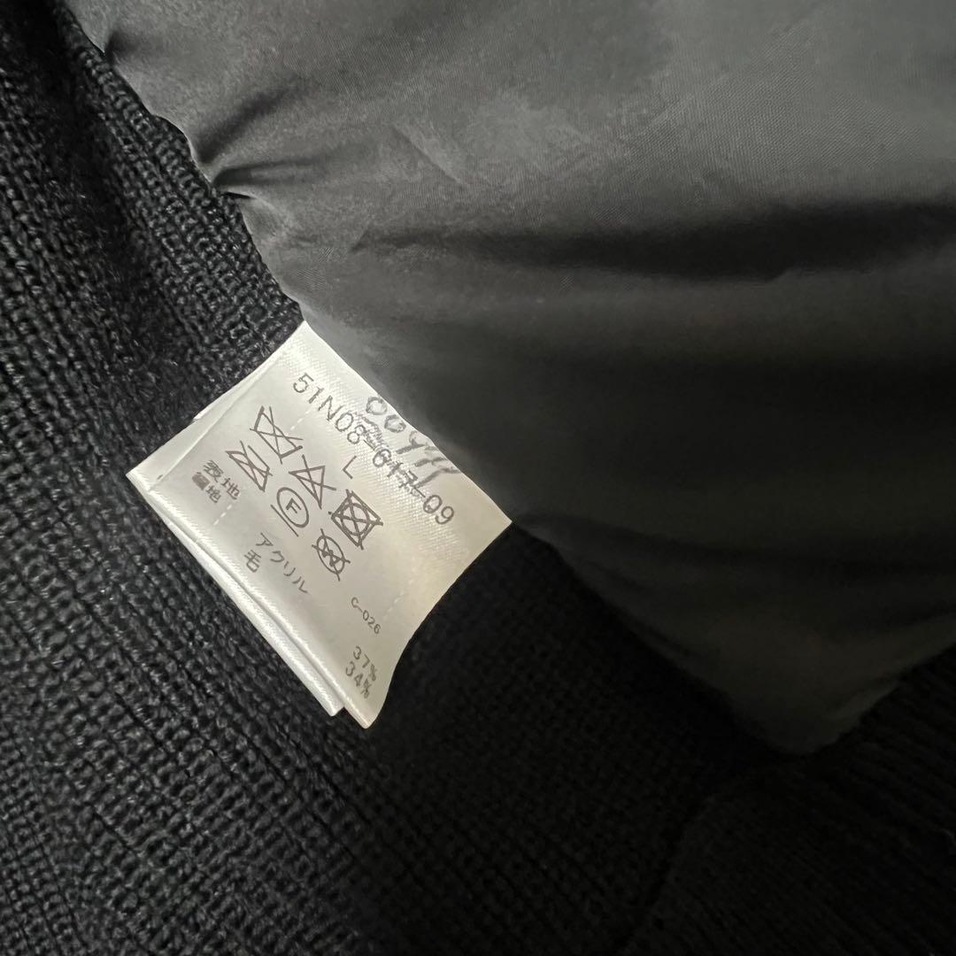 美品ブラックレーベルクレストブリッジ 切り替え ダウンパーカー ニット 黒L