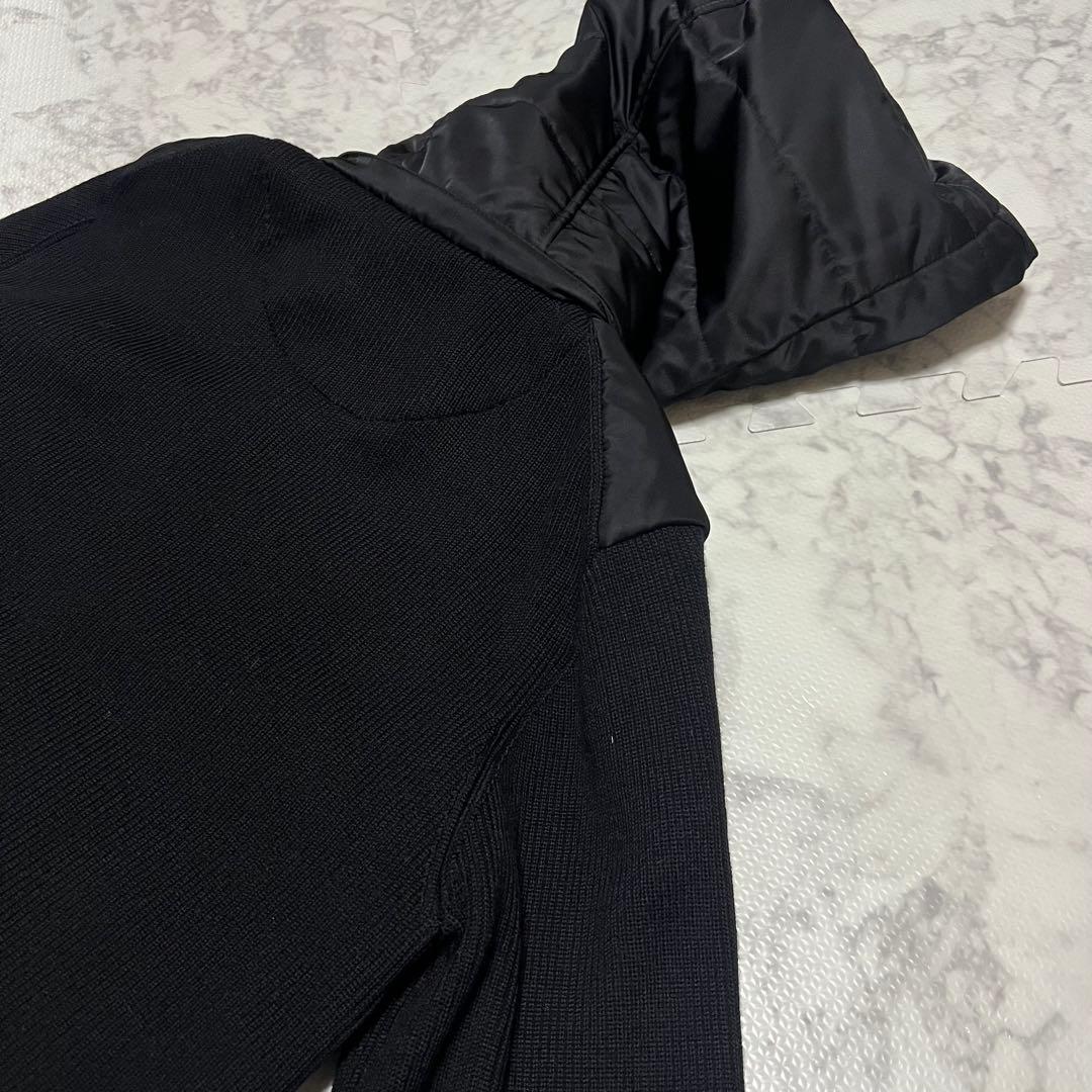 美品ブラックレーベルクレストブリッジ 切り替え ダウンパーカー ニット 黒L