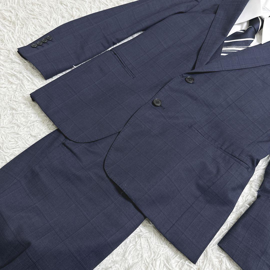 ✨美品✨　タカキュー　スーツ　３ピース　ネイビー　グレンチェック　170　AB