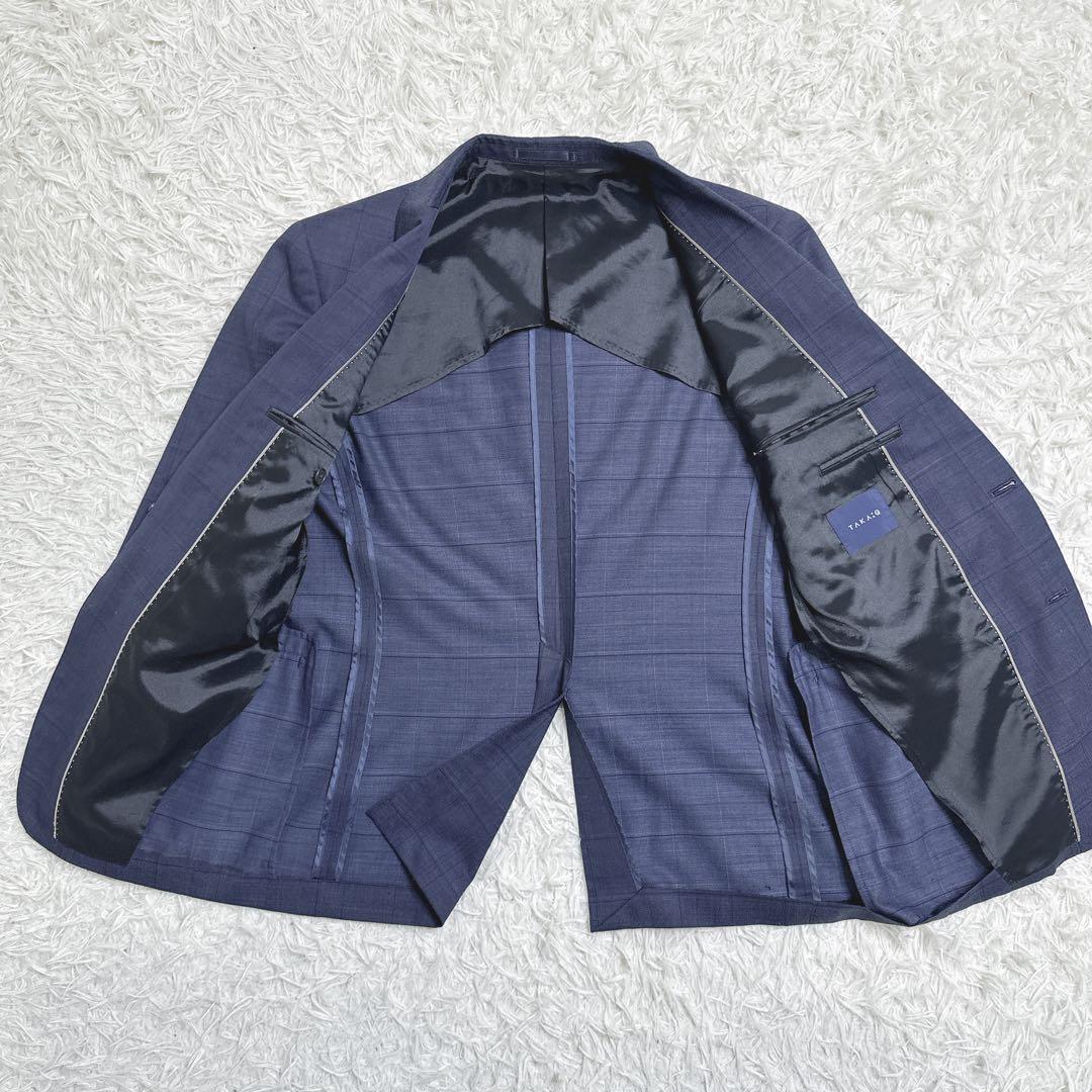 ✨美品✨　タカキュー　スーツ　３ピース　ネイビー　グレンチェック　170　AB