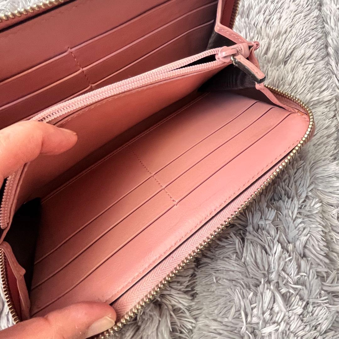 美品✨GUCCI マイクロシマ　ラウンドファスナー　長財布　レディース　ピンク