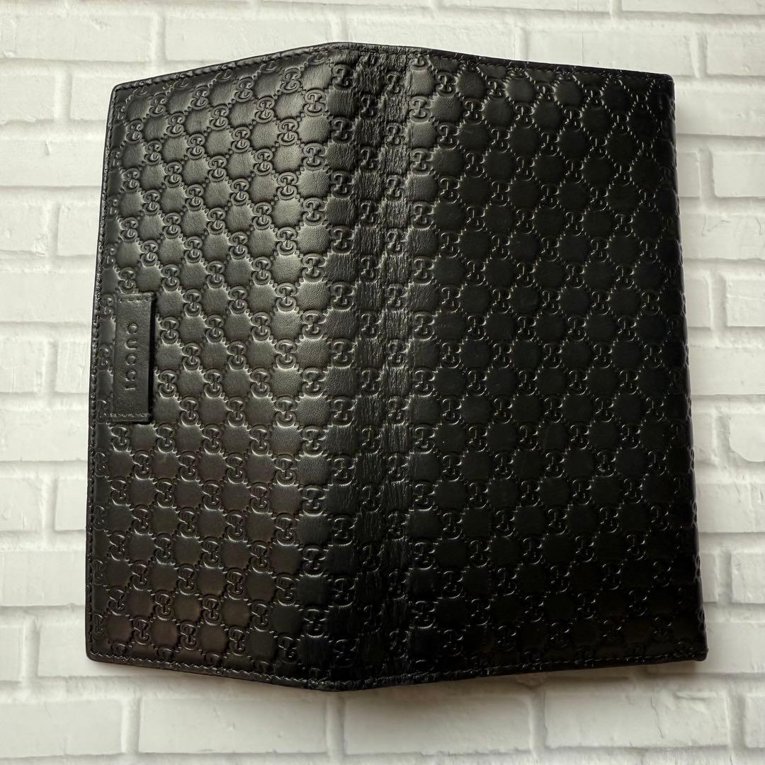 【GUCCI】長財布 マイクログッチシマ レザー/ブラック