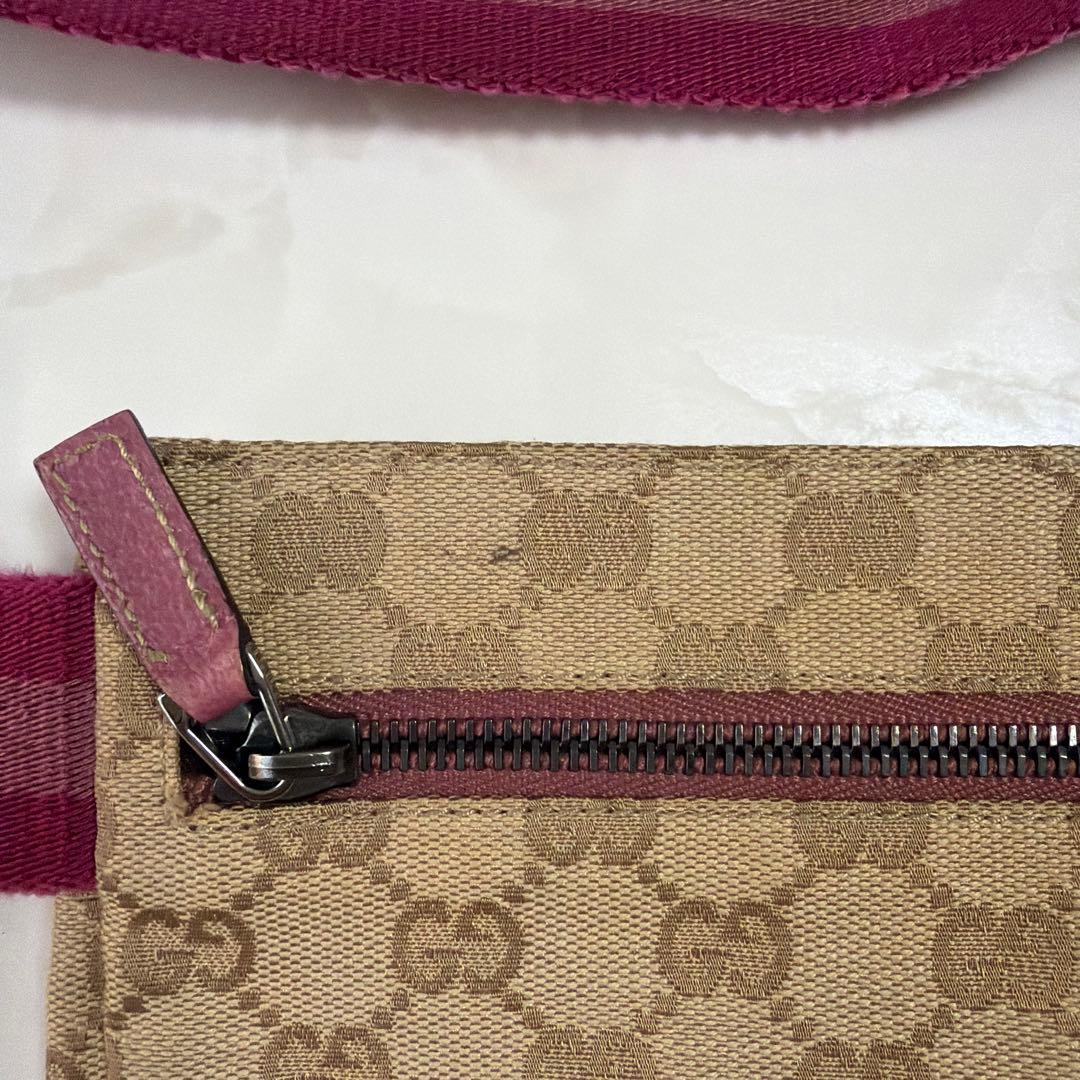 希少‼️ GUCCI キャンバスレザー2WAYボディバッグ　斜め掛けウエストポーチ