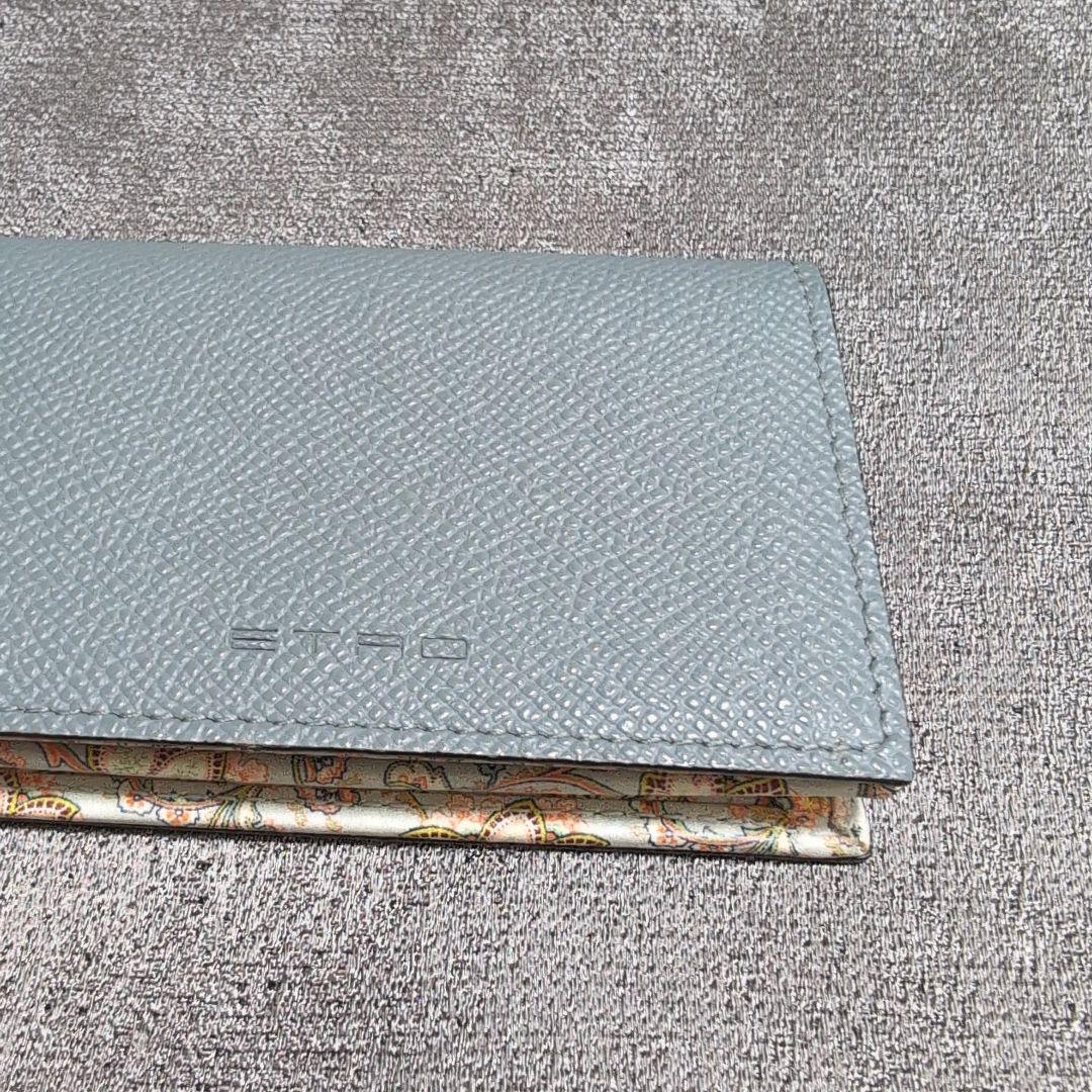 *ETRO*エトロ カードケース 名刺入れ ペイズリー グレー 水色 箱あり