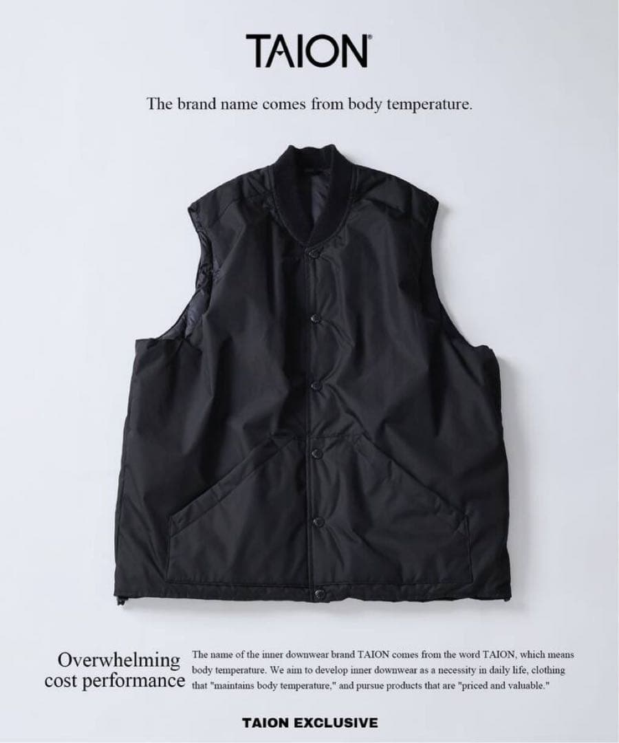 ジャケット・アウター TAION/RE Vertical quilt Rvs Down Vest
