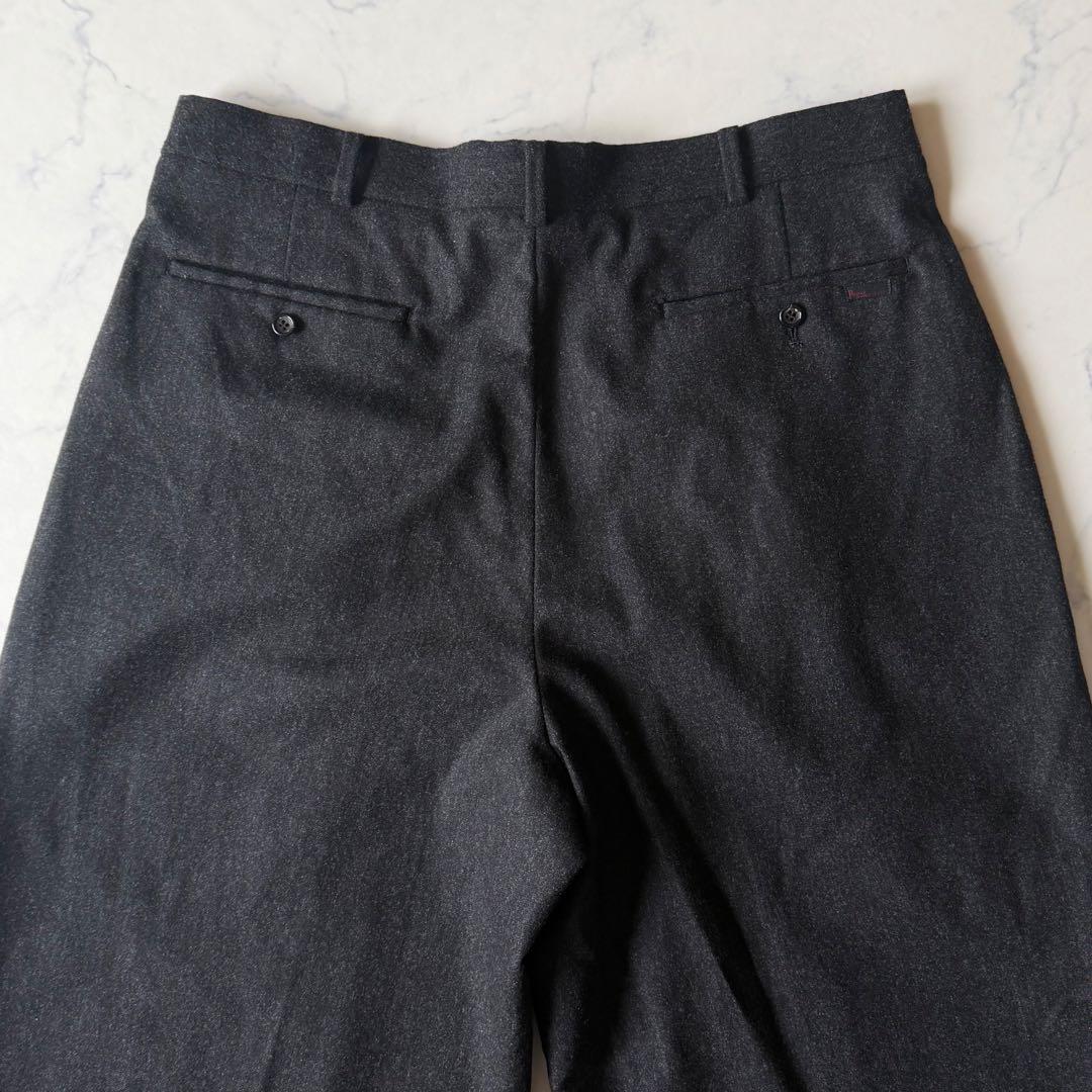 最高級カシミヤ混✨PAPAS ワイド2タックパンツ LL イタリア製最高級生地