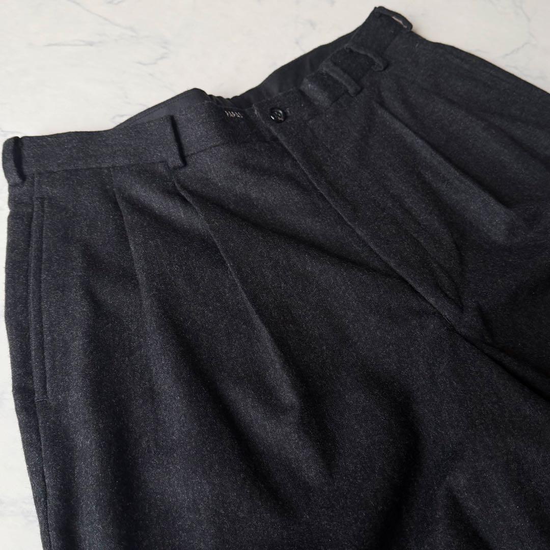 最高級カシミヤ混✨PAPAS ワイド2タックパンツ LL イタリア製最高級生地