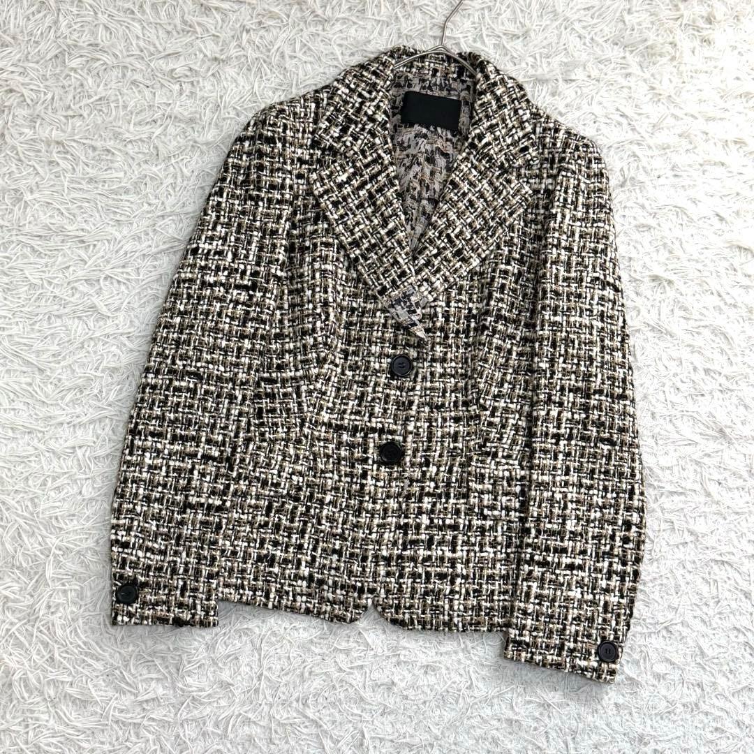 17218✨プラダ ツイードジャケット ウール レーヨン 42 LL