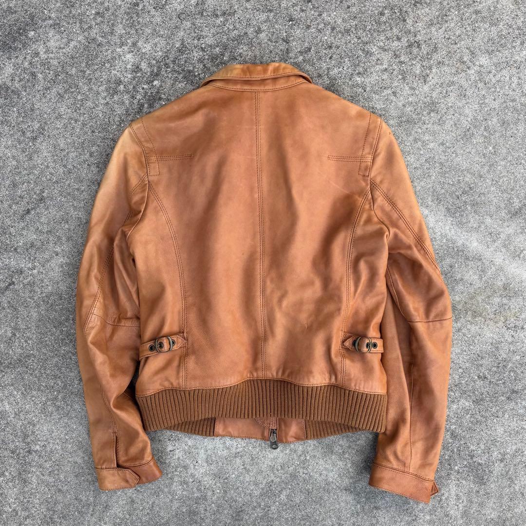 平成ギャル 短丈 本革レザージャケット キャメル y2k アメカジ