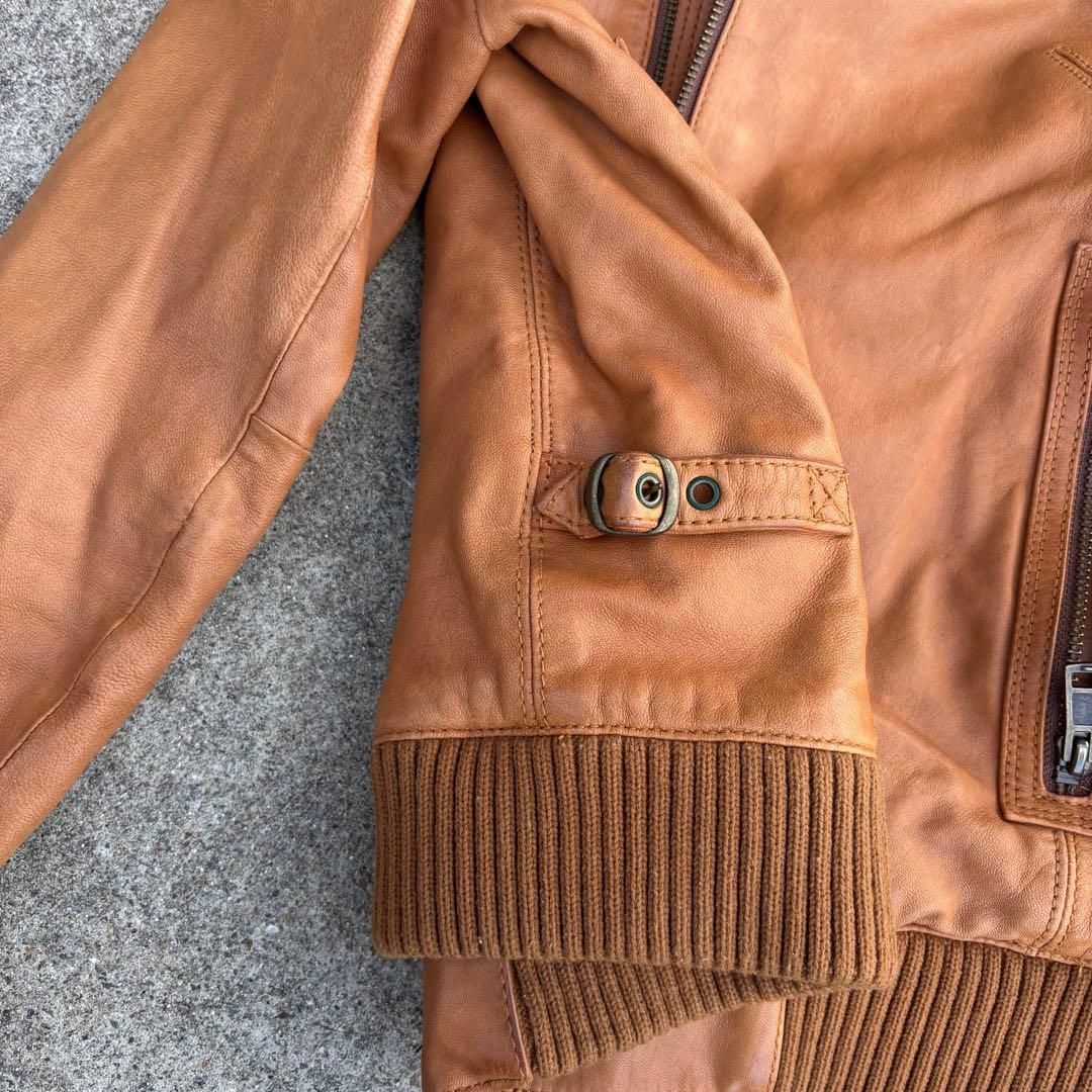 平成ギャル 短丈 本革レザージャケット キャメル y2k アメカジ