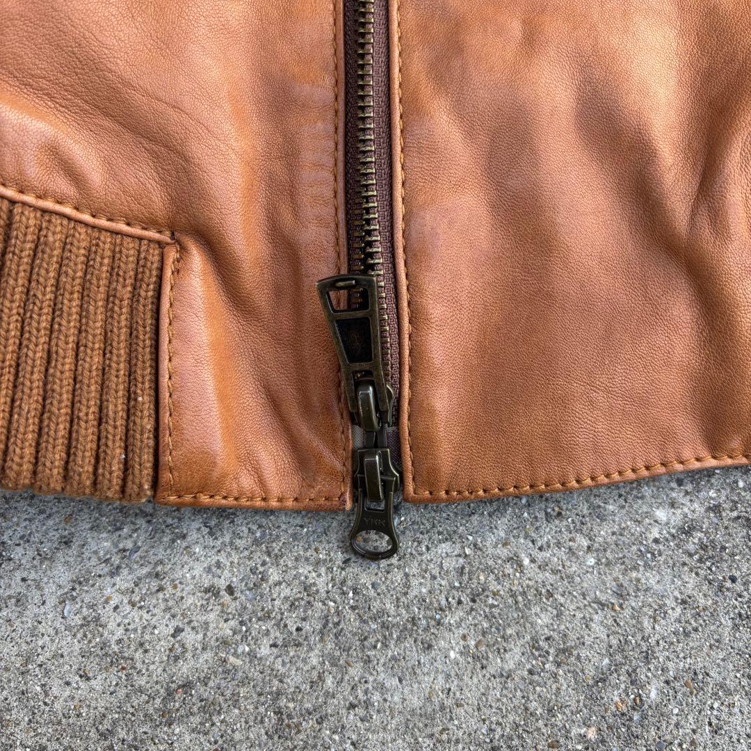 平成ギャル 短丈 本革レザージャケット キャメル y2k アメカジ