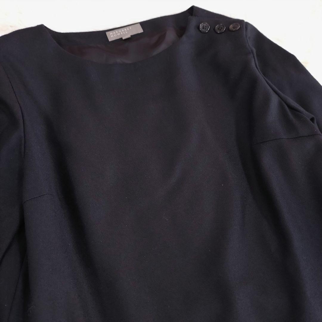 マーガレットハウエル フランネルワンピース ウール ブラック Ⅰ