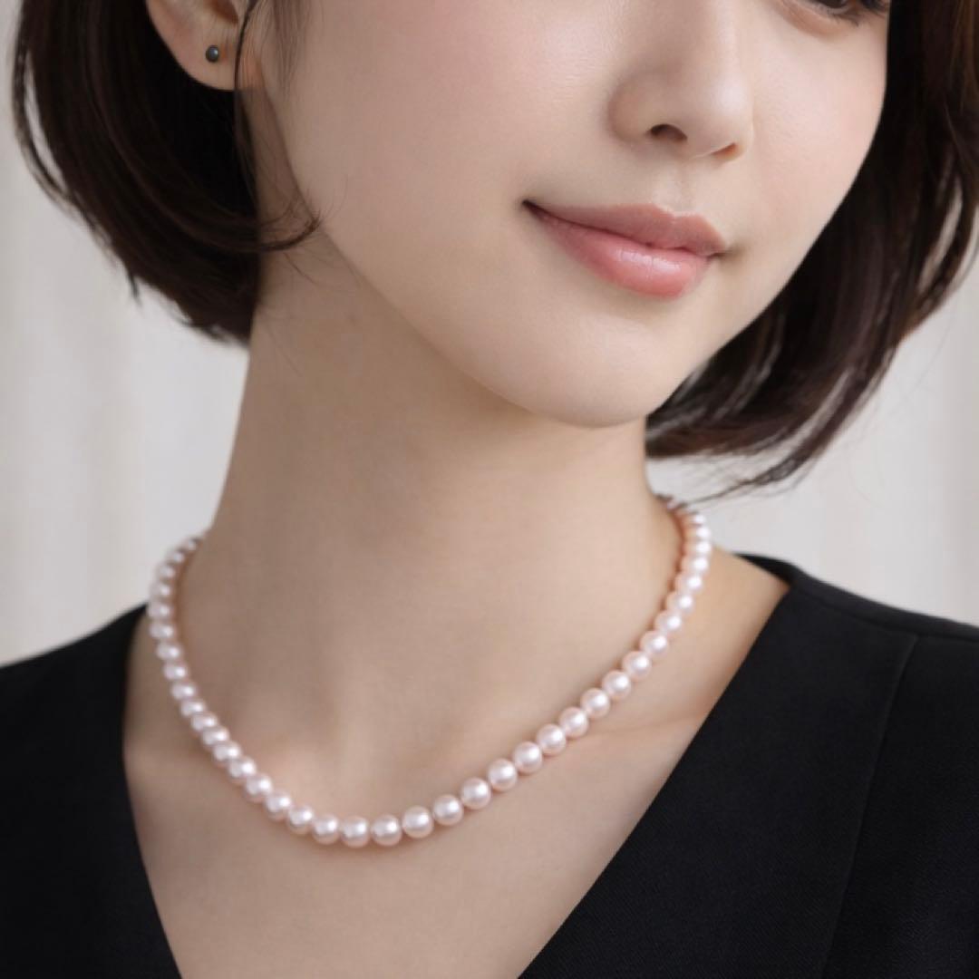 【干渉色◎大珠8mm】あこや本真珠パールネックレス SV刻印 フォーマル冠婚葬祭