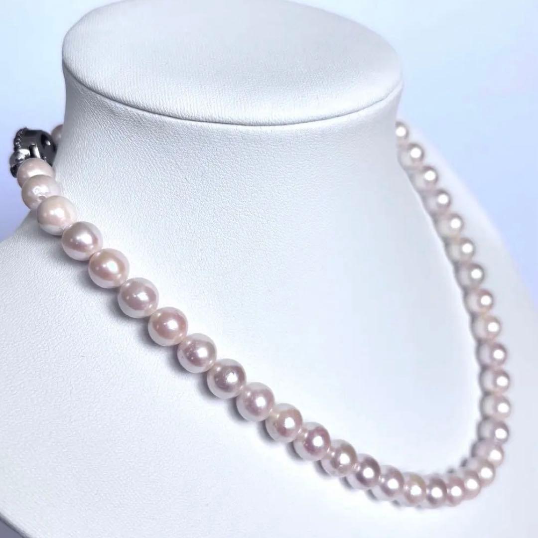 【干渉色◎大珠8mm】あこや本真珠パールネックレス SV刻印 フォーマル冠婚葬祭