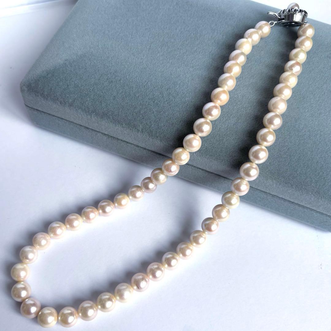 【干渉色◎大珠8mm】あこや本真珠パールネックレス SV刻印 フォーマル冠婚葬祭