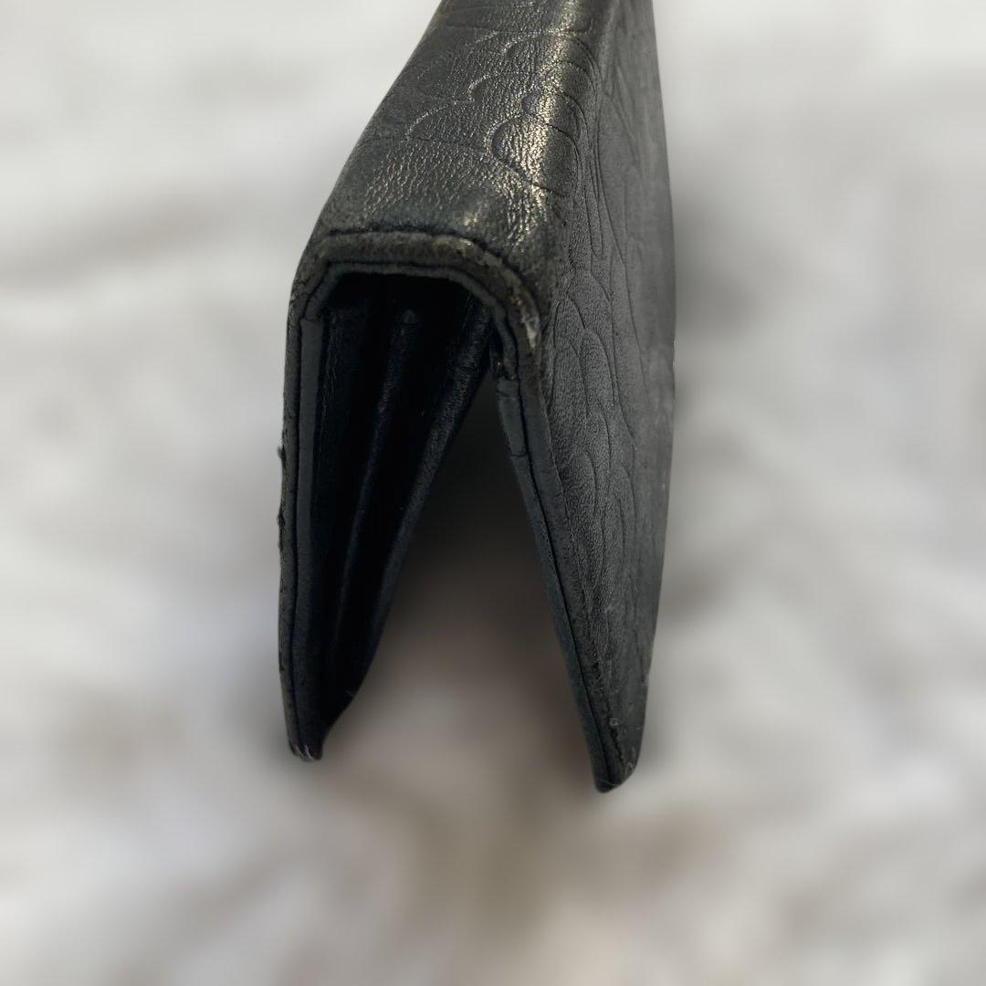 CHANEL ブラック 長財布 フラワーエンボス