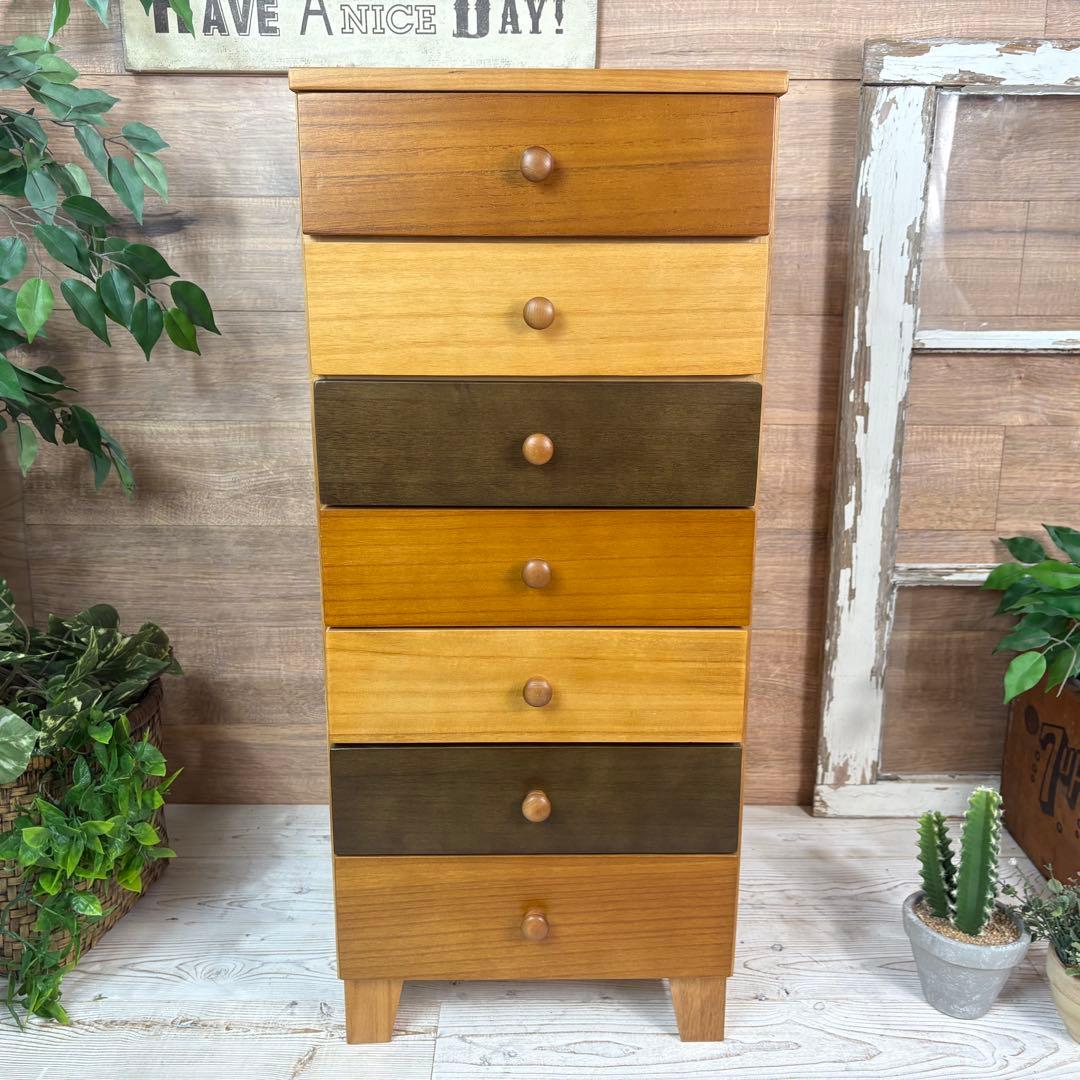 訳あり品【133】ナチュラルウッド桐材無垢木製カラー多引き出し7段チェストタンス