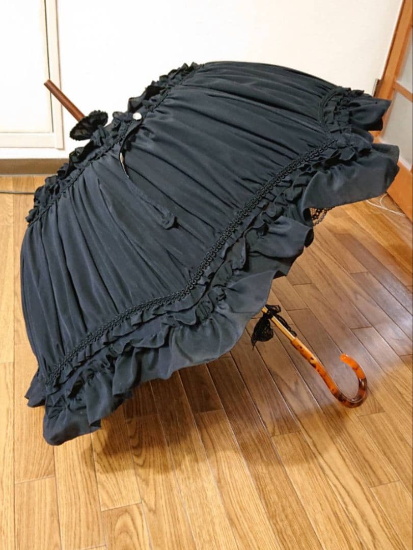 【処分価格☆】ヴィクトリアンメイデン フェアリードールフリルパラソル 黒 使用少