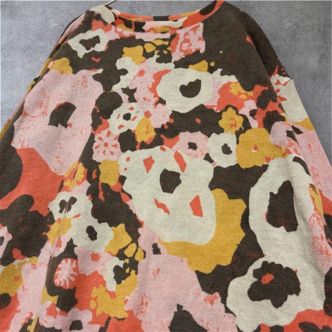 45R カモフラ 花柄 総柄 ニット チュニック丈 ワンピース ウール