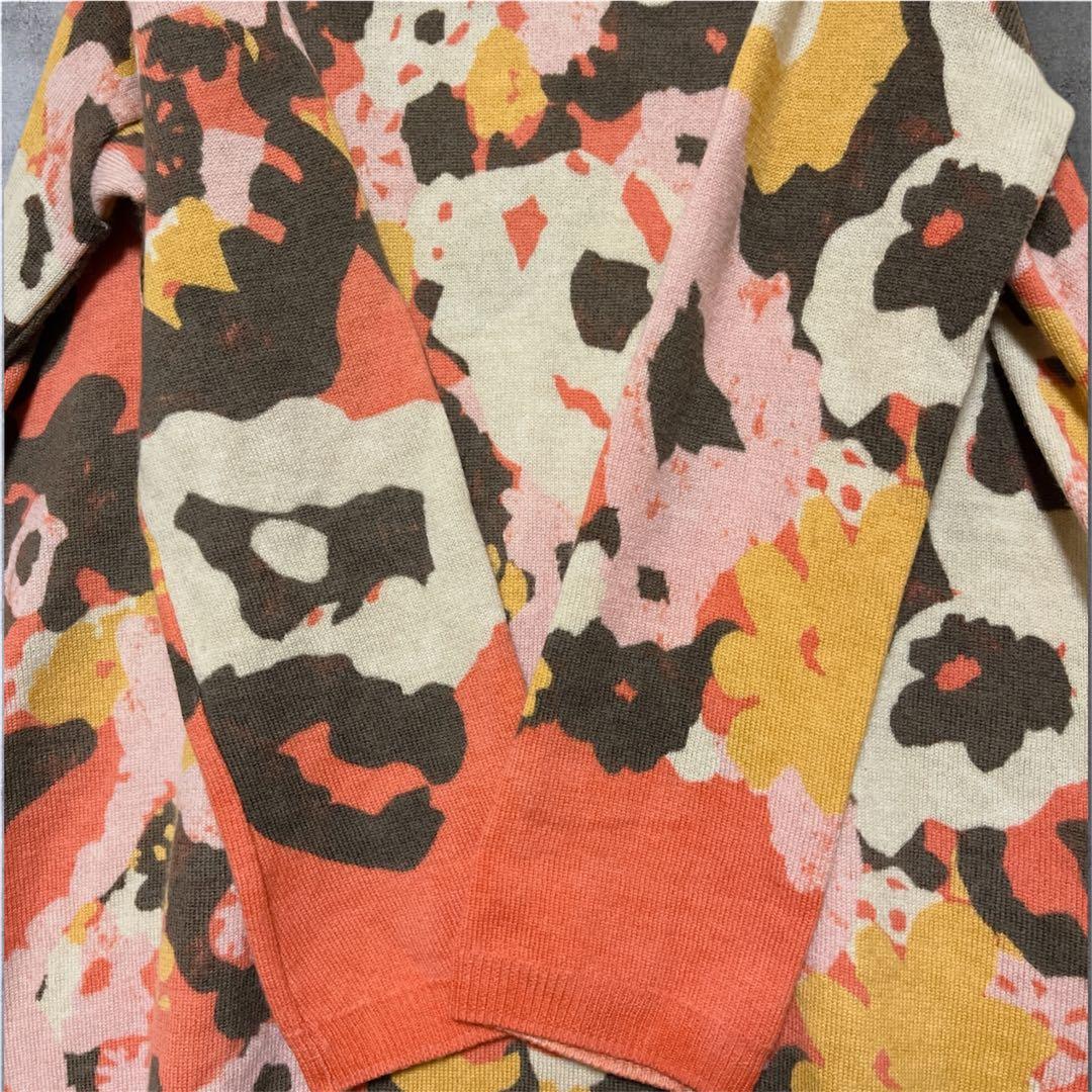 45R カモフラ 花柄 総柄 ニット チュニック丈 ワンピース ウール