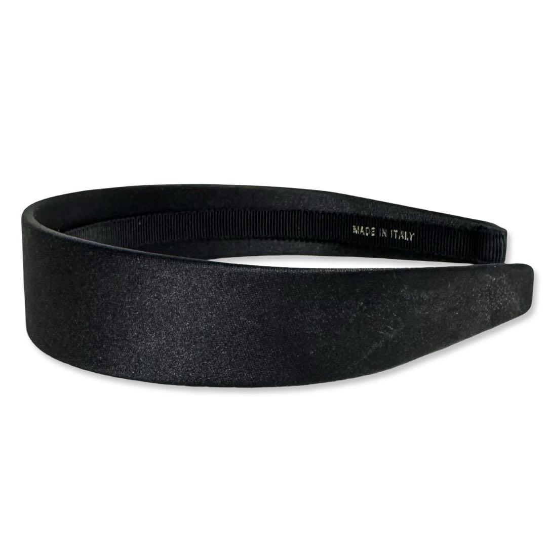 【美品】フェラガモ ヴァラリボン サテン ブラック スパンコール カチューシャ