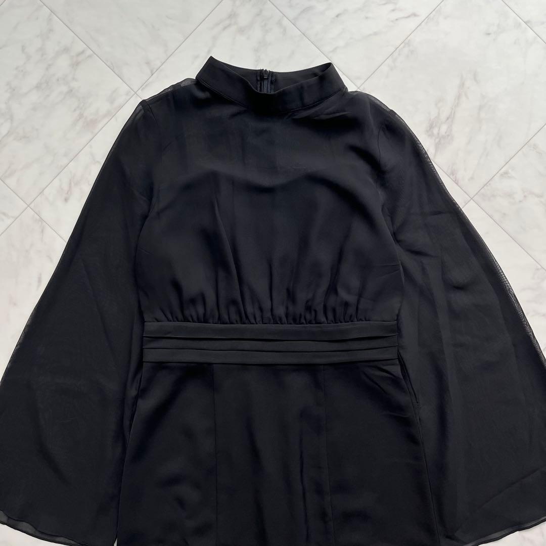 atlo スリットスリーブ　ジレ付きロングワンピース　オケージョン　ブラック　M