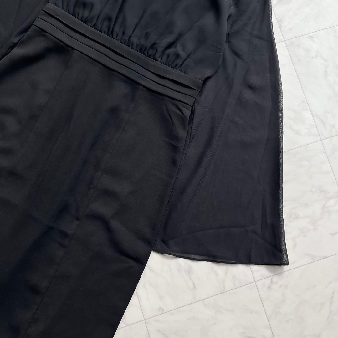 atlo スリットスリーブ　ジレ付きロングワンピース　オケージョン　ブラック　M