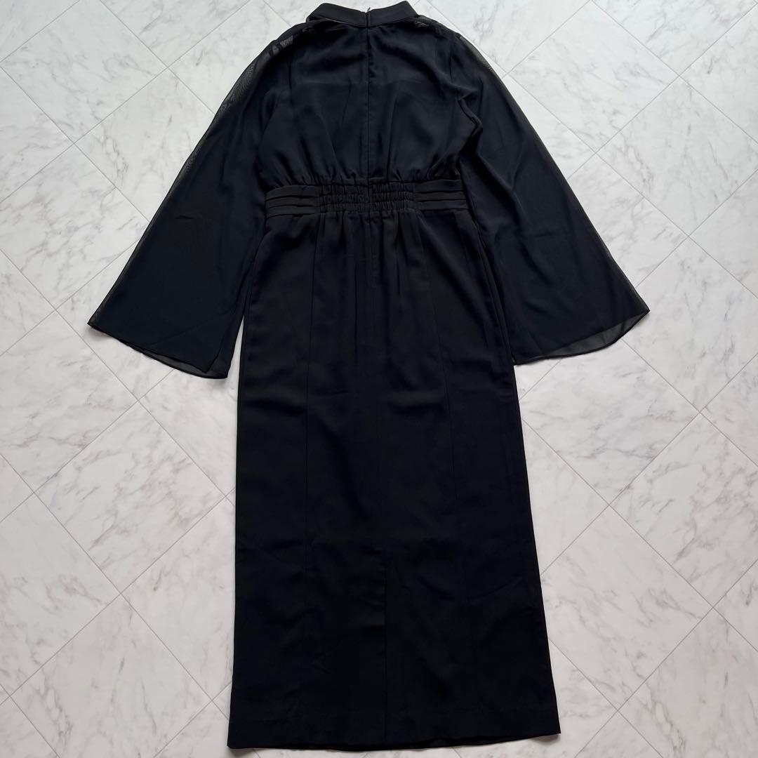 atlo スリットスリーブ　ジレ付きロングワンピース　オケージョン　ブラック　M