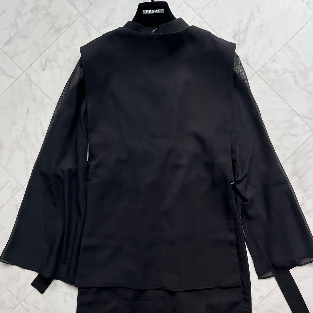 atlo スリットスリーブ　ジレ付きロングワンピース　オケージョン　ブラック　M