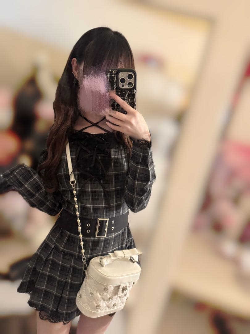 pium レースフリルプリーツミニワンピース